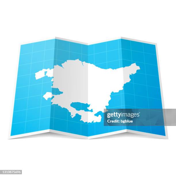 basque country map folded, isolated on white background - bilbao stock illustrations