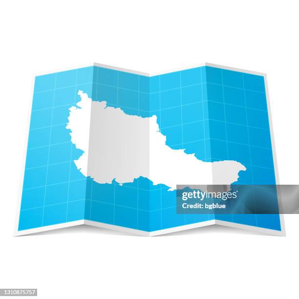 belle-ile-en-mer map folded, isolated on white background - bay of biscay stock illustrations