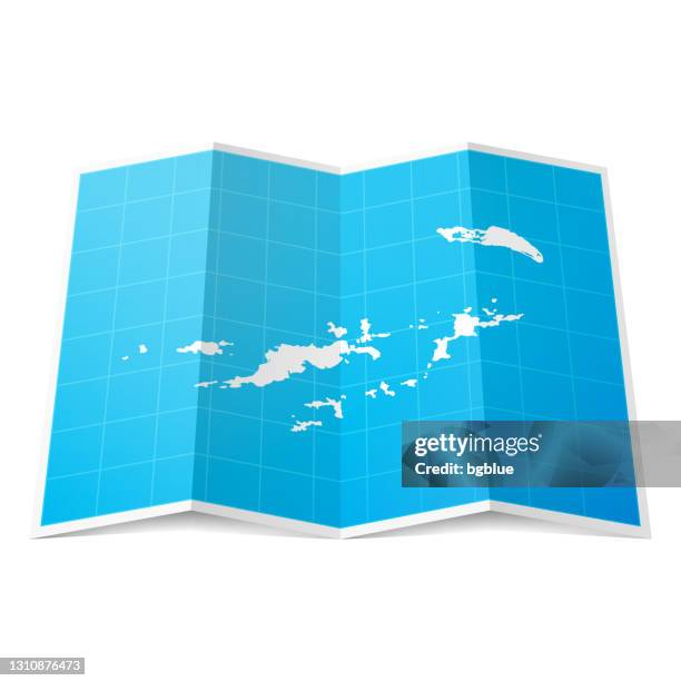 british virgin islands map folded, isolated on white background - folded map stock illustrations