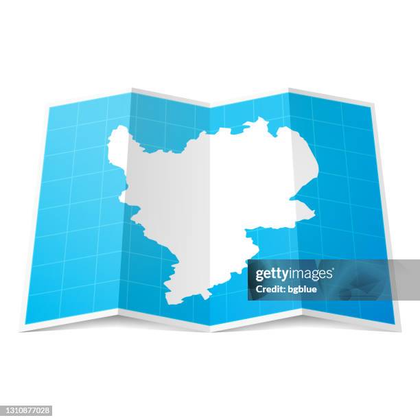 east midlands map folded, isolated on white background - east stock illustrations