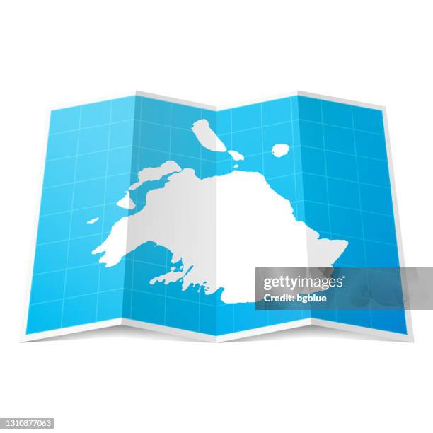 efate island map folded, isolated on white background - vanuatu stock illustrations
