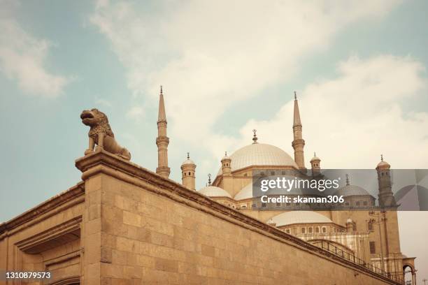 beautiful architecture of the citadel and the mosque of mohammed ali at cairo egypt - cairo stock-fotos und bilder