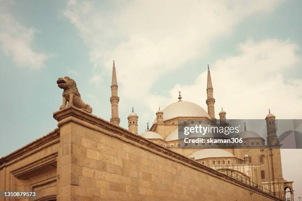 beautiful architecture of the citadel and the mosque of mohammed ali at cairo egypt - cidadela do cairo imagens e fotografias de stock