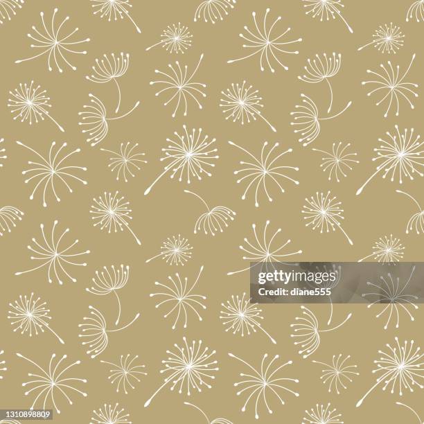 ilustraciones, imágenes clip art, dibujos animados e iconos de stock de patrón de fondo sin costuras de diente de león - diente de león