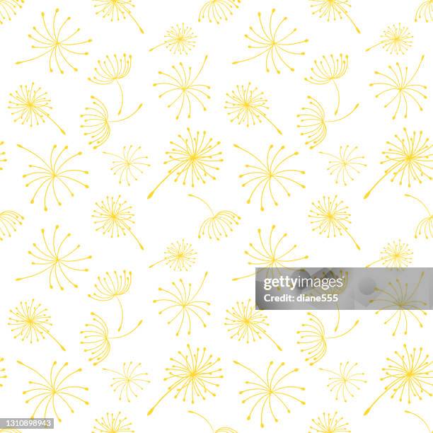 dandelion seamless background pattern - dandelion repeat pattern stock illustrations