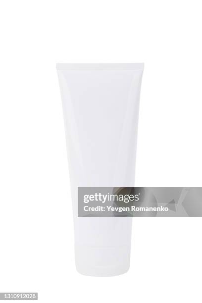 blank white cream tube isolated on white background - cream tube stock pictures, royalty-free photos & images