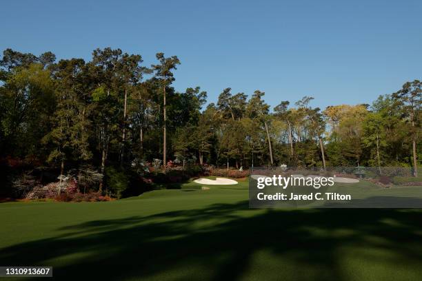 General view of the 13th hole during a practice round prior to the Masters at Augusta National Golf Club on April 05, 2021 in Augusta, Georgia.