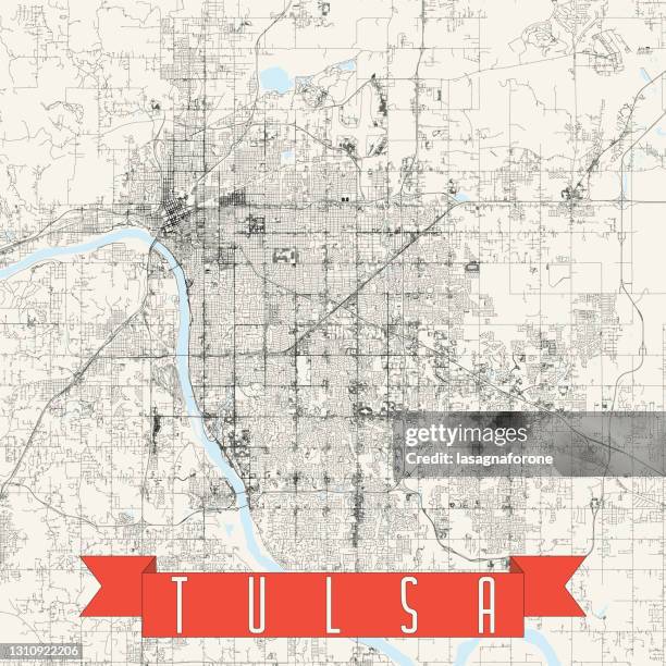 tulsa, oklahoma usa vector map - tulsa traveling stock illustrations