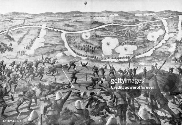 the royal canadian regiment at the battle of paardeberg (bloody sunday) of the second boer war in south africa - 19th century - canadian military uniform stock illustrations