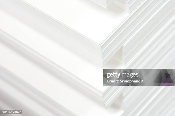 white paper isolated on white background stack of blank paper. - book printing press stock pictures, royalty-free photos & images