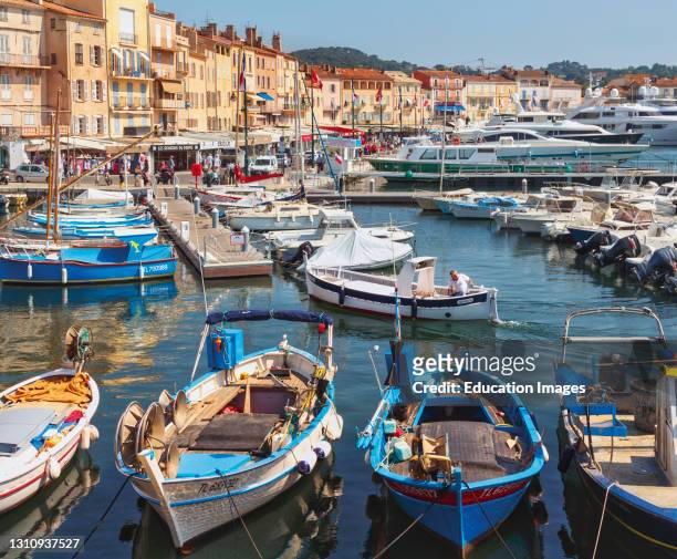Saint-Tropez, Cote d'Azur, French Riviera, Provence, France. Harbor, waterfront, promenade.