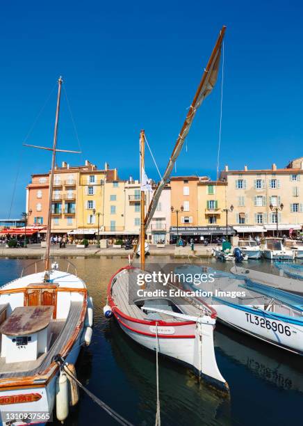 Saint-Tropez, Cote d'Azur, French Riviera, Provence, France. Harbor, waterfront, promenade.