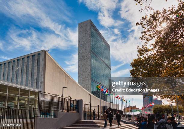 United Nations headquarters building, New York City, New York State, United States of America.