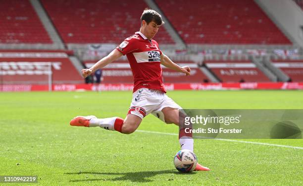 Paddy McNair of Middlesbrough in action during the Sky Bet Championship match between Middlesbrough and Watford at Riverside Stadium on April 05,...