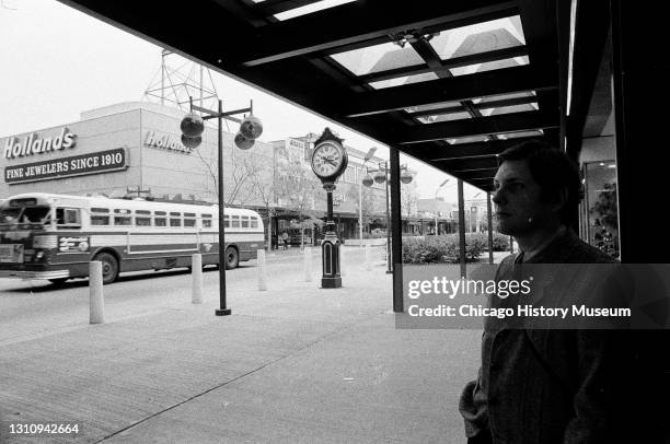 Carl L Goetz outside of the Englewood Concourse, Chicago, Illinois, October 19, 1970.