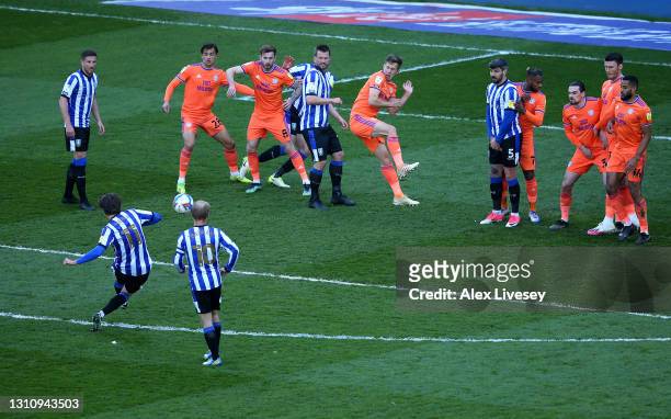 Adam Reach of Sheffield Wednesday scores their side's third goal from a free kick during the Sky Bet Championship match between Sheffield Wednesday...