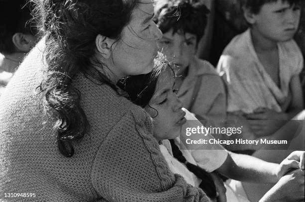 Police evict group of Native Americans from former Nike missile site at Belmont Harbor, Chicago, Illinois, July 1, 1971.