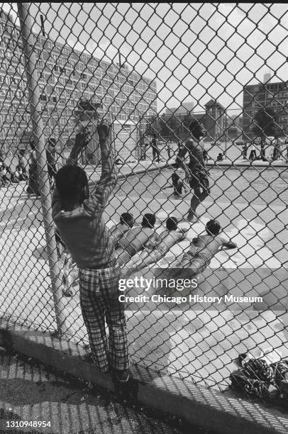 Swimming pool at the Cabrini-Green housing projects, Chicago, Illinois, June 14, 1974.