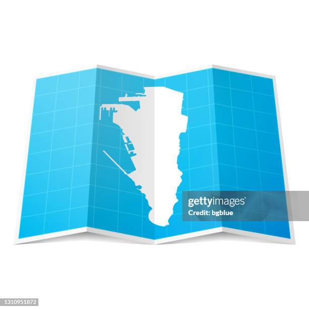 gibraltar map folded, isolated on white background - gibraltar stock illustrations