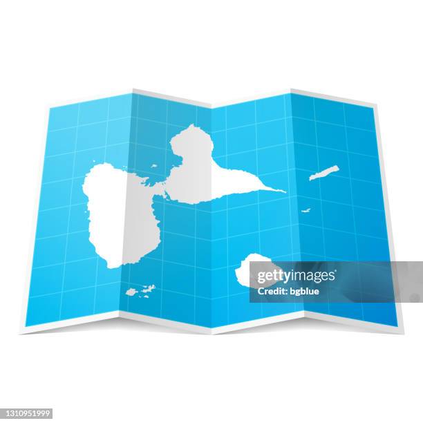 guadeloupe map folded, isolated on white background - french overseas territory stock illustrations