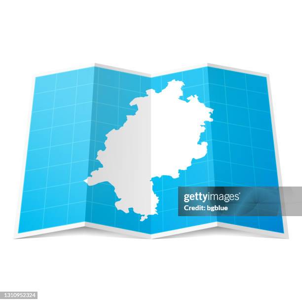 ilustrações de stock, clip art, desenhos animados e ícones de hesse map folded, isolated on white background - frankfurt