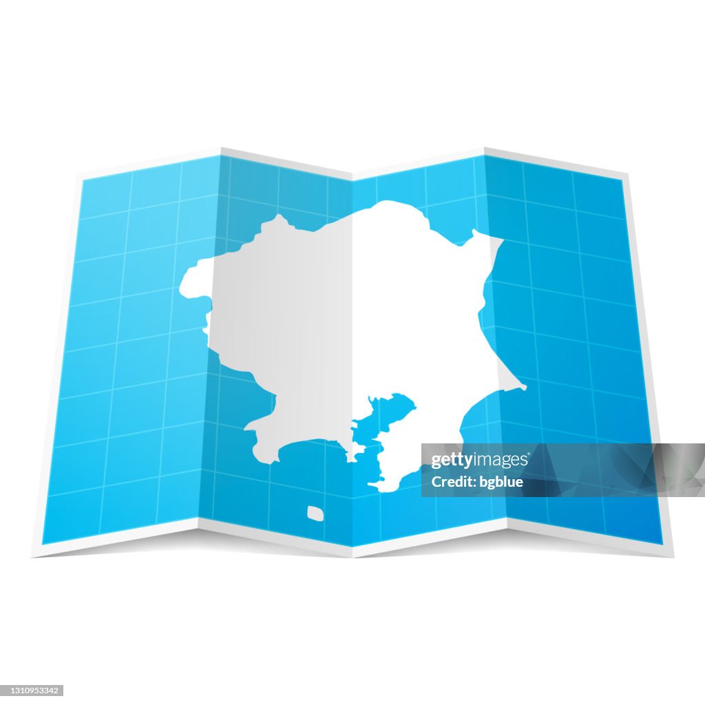Kanto Map Vector Kanto Map Folded Isolated On White Background High-Res Vector Graphic ...