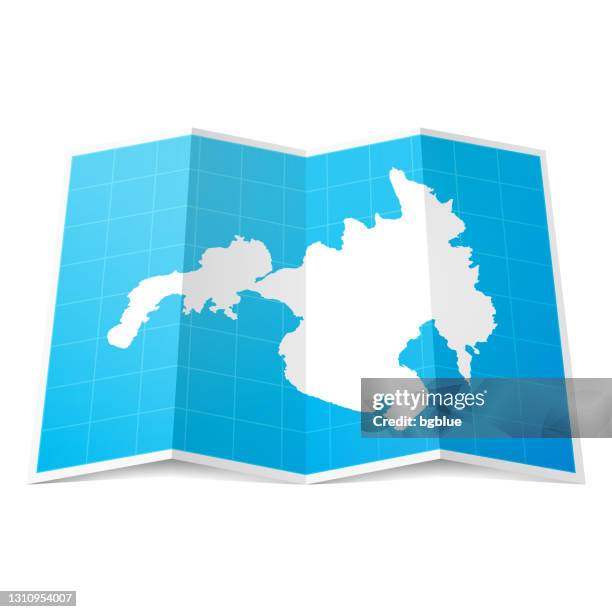 mindanao map folded, isolated on white background - blank folded map stock illustrations