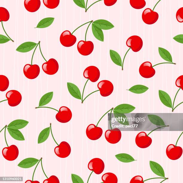 cherry vector seamless pattern - cherries stock illustrations