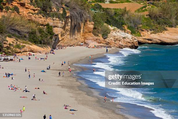 Burriana beach, Nerja, Costa del Sol, Malaga Province, Andalusia, southern Spain.