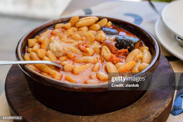 dish of fabes. asturias. - asturias stock pictures, royalty-free photos & images