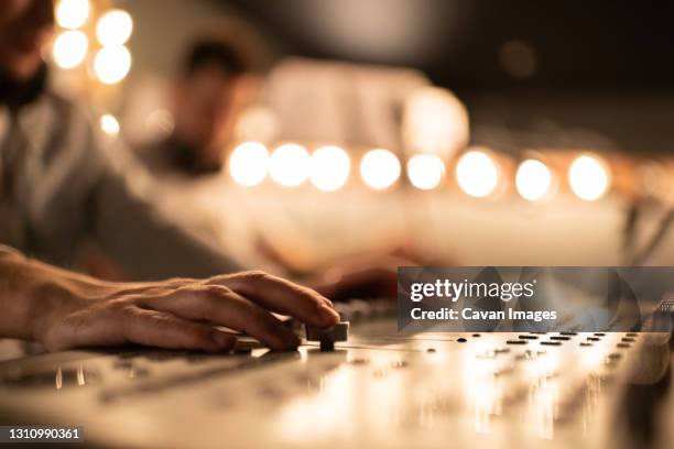 cropped sound director recording music - stereo closeup stock pictures, royalty-free photos & images