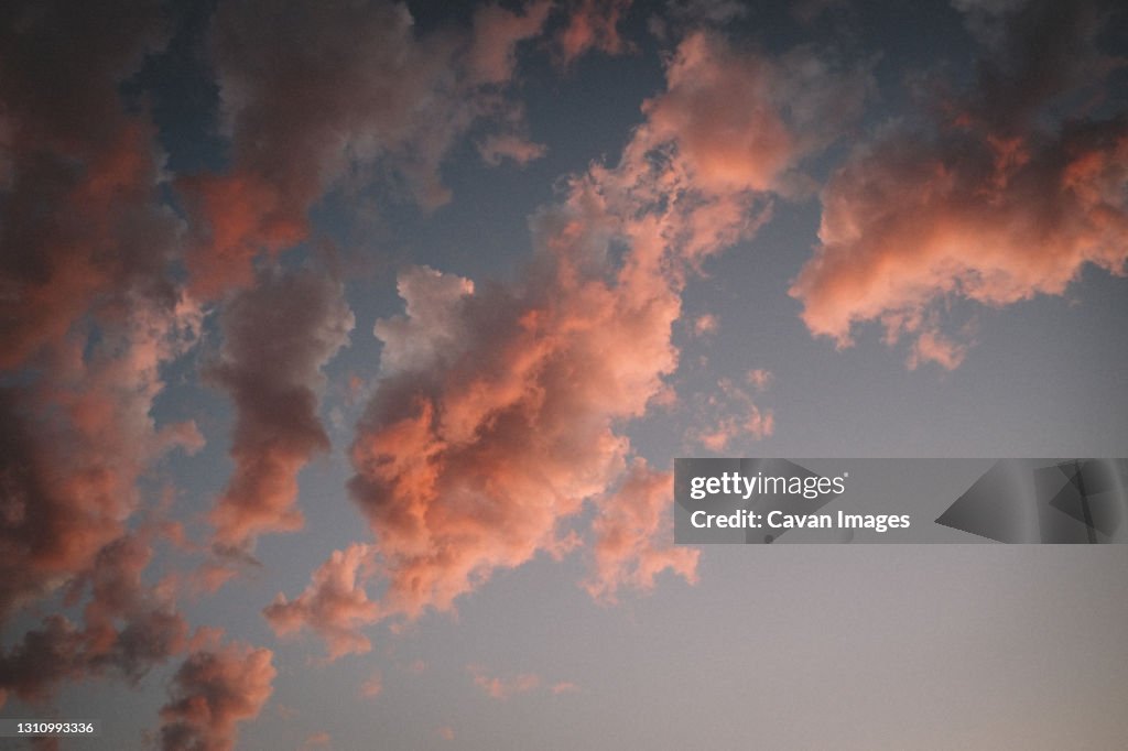 Abstract View of Clouds turning Pink at Sunset