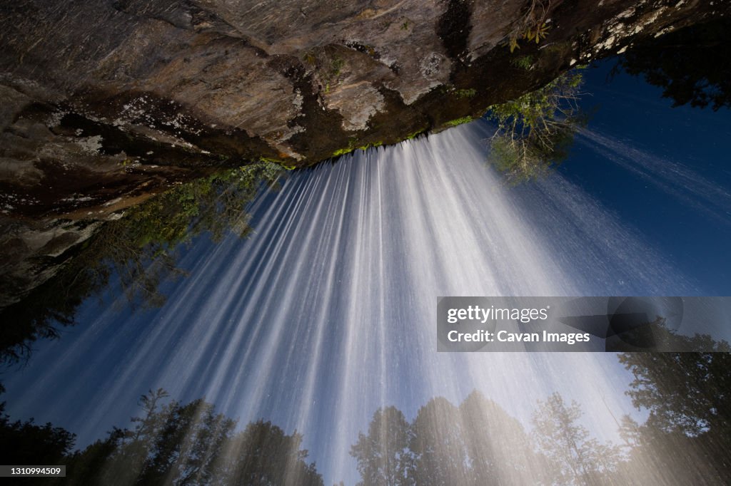 Waterfall in Streams in Blue Dusk Long Exposure