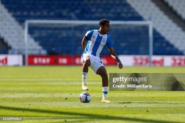 Demeaco Duhaney of Huddersfield Town during the Sky Bet Championship match between Huddersfield Town and Brentford at John Smith's Stadium on April...