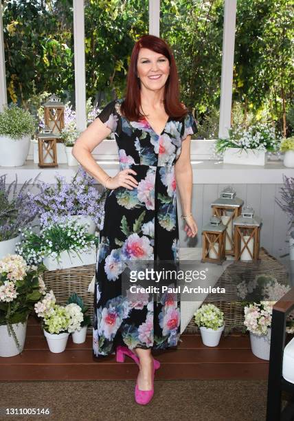 Actress Kate Flannery visits Hallmark Channel's "Home & Family" at Universal Studios Hollywood on April 05, 2021 in Universal City, California.