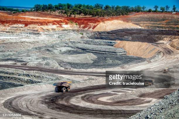 open cut coal mine - coal mine stock pictures, royalty-free photos & images