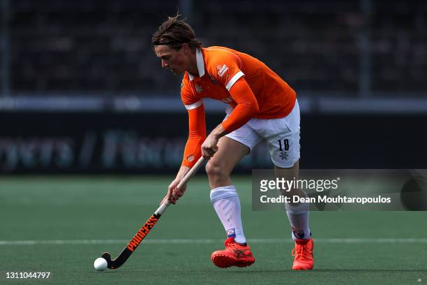 Jorrit Croon of HC Bloemendaal in action during the Mens Euro Hockey League Final4 Grand Final match between Atletic Terrassa Hockey Club and Hockey...