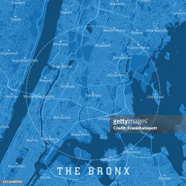 die bronx ny city vektor road karte blauer text - bronx stock-grafiken, -clipart, -cartoons und -symbole