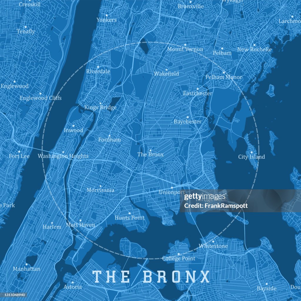 El Bronx NY City Vector Road Map Texto azul