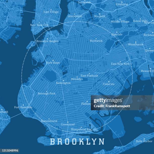 brooklyn ny city vektor road karte blauer text - brooklyn new york stock-grafiken, -clipart, -cartoons und -symbole