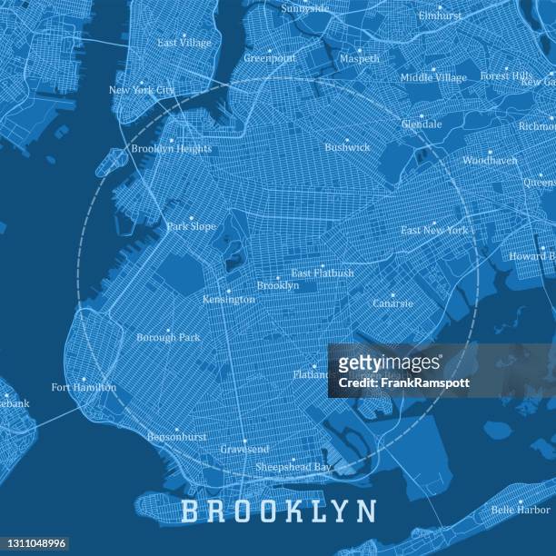 stockillustraties, clipart, cartoons en iconen met brooklyn ny city vector road map blauwe tekst - brooklyn new york