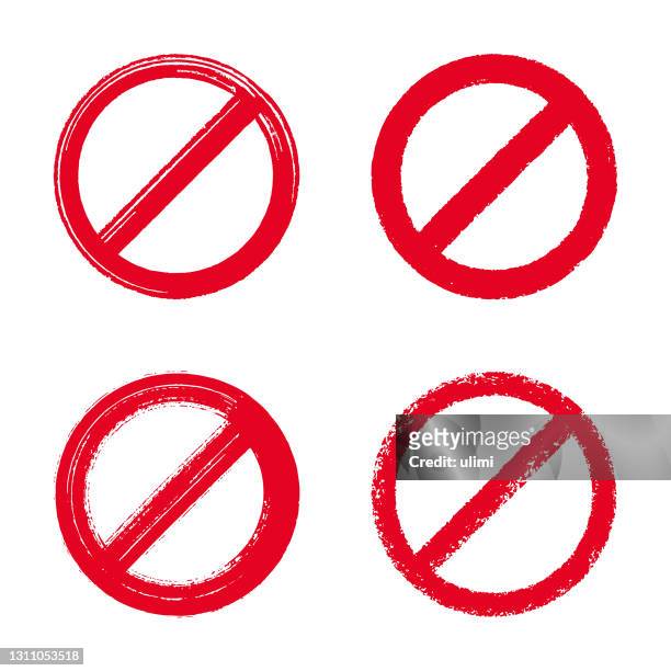 red prohibition sign - crossed out stock illustrations