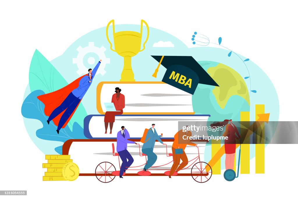 Mba Education In Flat Business College University Vector Illustration ...