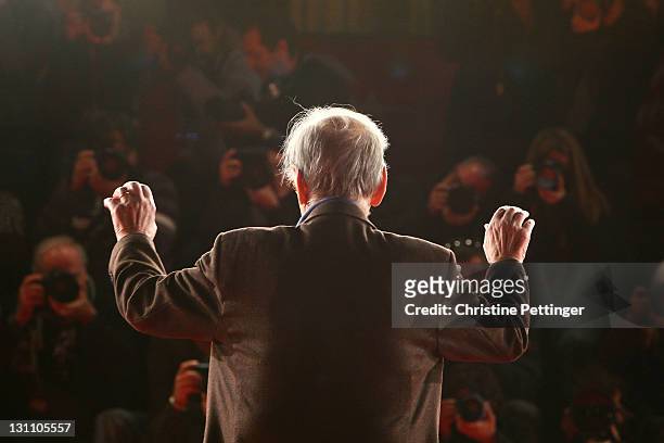 Ennio Morricone of the International Jury attend a photocall during the 6th International Rome Film Festival on November 1, 2011 in Rome, Italy.