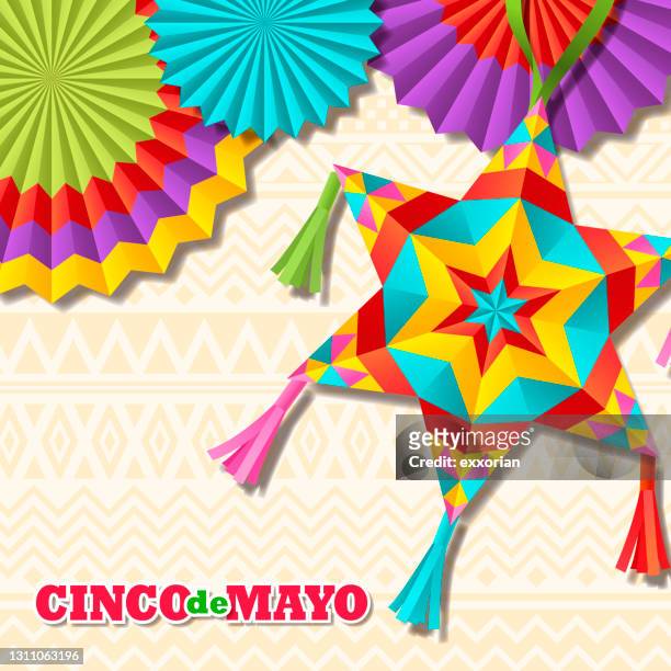 cinco de mayo star pinata - piñata stock illustrations