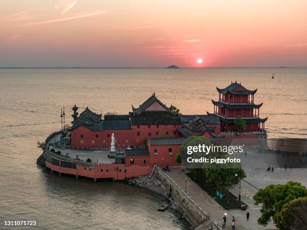 aerial view of famous chaohu lake in china - 合肥 ストックフォトと画像