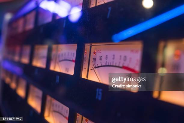 vu meter in recording studio - meter stock pictures, royalty-free photos & images
