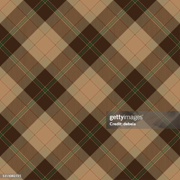 braun und grün argyle schottische tartan karierten textilmuster - argyle stock-grafiken, -clipart, -cartoons und -symbole