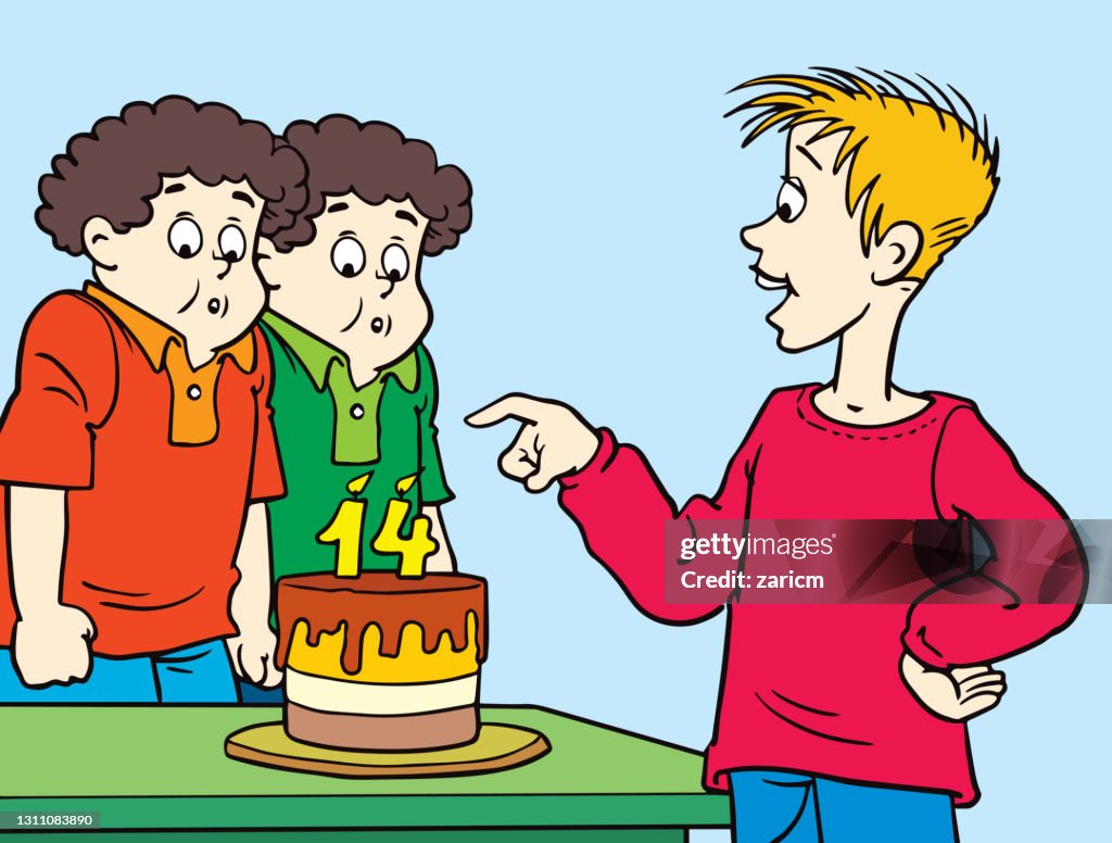 Illustration of Twins Celebrating Their Birthday