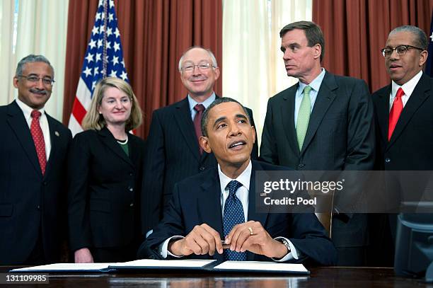 President Barack Obama speaks after signing a proclamation to designate Ft. Monroe in Hampton, Virginia, a National Monument, as U.S. Rep. Bobby...